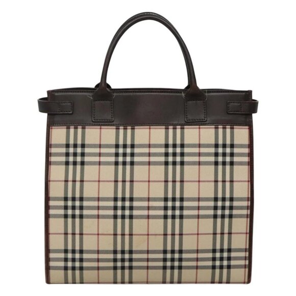 BURBERRY Nova Check Hand Bag Nylon Beige Silver - Picture 3 of 16